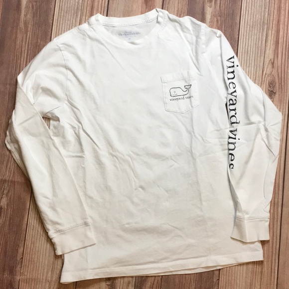 Vineyard Vines Whale Boys Long Sleeve Tee Shirt in White with Blue - Picture 2 of 5